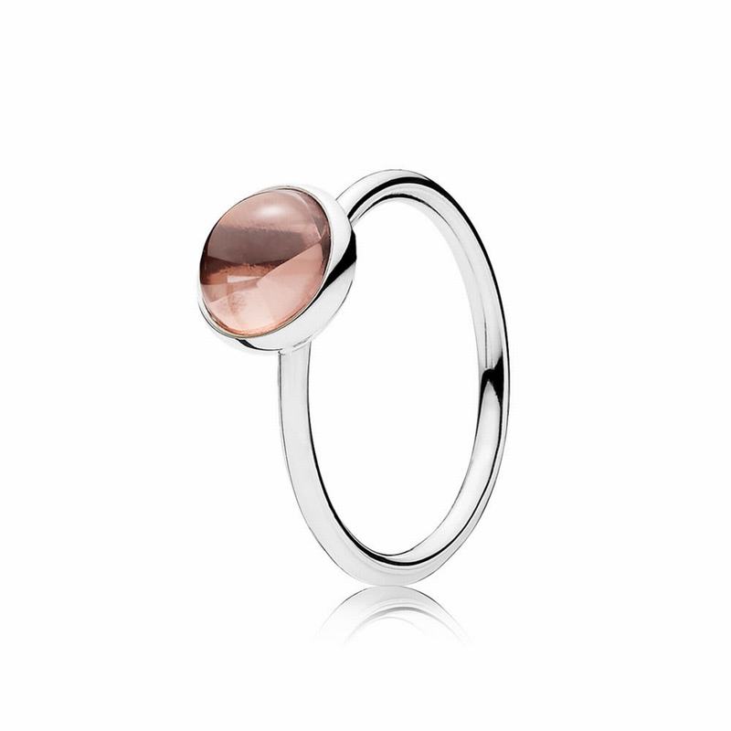 Pandora Poetic Droplet Statement Ring Ireland - Sterling Silver/Pink/Crystal - 306715PHL